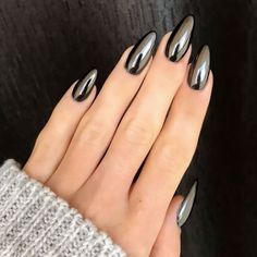 Black Chrome Nails, Chrome Nail Designs, Chrome Nails Designs, Mirror Nails, Chrome Nail, Metallic Nails, Lady Fashion, Prom Nails, Classy Nails