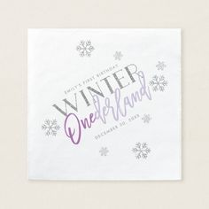 a piece of paper with the words winter written on it and snowflakes around it