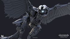 an image of a robot with wings on it's back and arms outstretched in the air