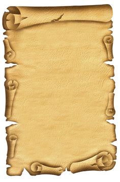 an old parchment paper with scrolled edges and scrolls on the edge, isolated against a white background