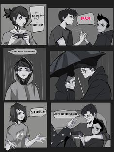 some comics with people holding umbrellas and one has an angry look on his face