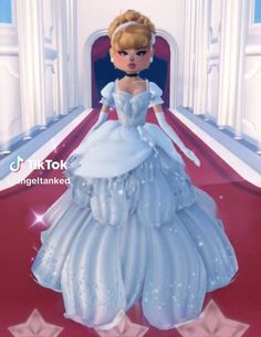 an animated image of a woman in a white dress on a red carpet with stars