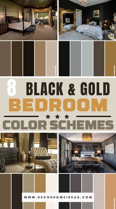 black and gold bedroom color scheme with the text 8 black and gold bedroom colors schemes