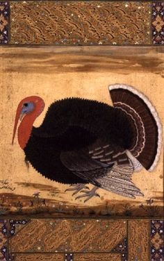 a painting of a turkey with an ornate border