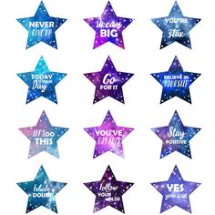 PRICES MAY VARY. Classroom Bulletin Board Choice: these galaxy stars cutouts are waterproof and double sided printed in 12 positive sayings, will make your life more dynamic, good for your classroom and school events, use them for activities, or hang them on the wall or stick them on the wall, good gift for sharing with students, friends and family Positive Classroom Sayings Set: you will get 48 pieces galaxy stars accents, these colorful stars positive cutouts have 12 different pattern designs Star Classroom Theme, Back To School Party Decorations, School Party Decorations, Motivational Bulletin Boards, School Locker Decorations, Middle School Lockers, Space Decorations