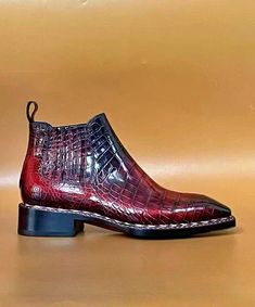 Leather Chelsea Boots for Men - Burgundy