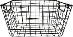 a black wire basket on a white background