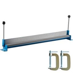 a blue shelf with two hooks on it and the bottom one is holding an object