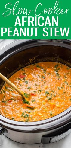 slow cooker african peanut stew with text overlay