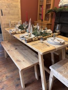 BITTERNE- Rustic Dining Table- Breadboard Table- Farmhouse Rustic Table Made From Reclaimed Wood Farmhouse Style Dining Table, Dining Table And Bench, Style Dining Table, Reclaimed Wood Dining Table, Table And Bench Set, Cozy Meals, Bench Set, Reclaimed Timber, Matching Chairs