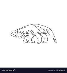 Fine Line Kangaroo Tattoo, Anteater Tattoo, Cute Anteater Drawing, Anteater T Pose, Zoo Logo, Giant Anteater, Single Line Drawing, Continuous Line Drawing, Continuous Line