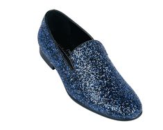 Sparkle Slip On Men's  Shoes Color Blue - Upscale Men's Fashion Blue Dress Shoes, Shoes Glitter, Tuxedo Shoes, Fun Shoes, Sparkle Shoes, Blue Black Color, Blue Sparkle, Stunning Shoes, Fancy Shoes