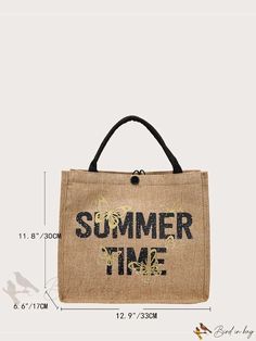 Bird in Bag - Graphic Tote Bag Summer Tote Lunch Bag For Daily Use, Large Capacity Rectangular Lunch Bag For Summer, Casual Summer Lunch Bag For Travel, Casual Summer Travel Lunch Bag, Casual Rectangular Summer Lunch Bag, Trendy Tote Lunch Bag For Shopping, Trendy Tote-style Lunch Bag For Shopping, Casual Summer Lunch Bag, Casual Shoulder Lunch Bag For Shopping