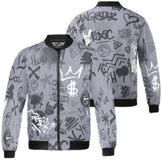 Stealth-14s-Jacket-Match-Graffiti-King-3D-Doodle-Style Casual Fitted Outerwear With Graffiti Print, Fitted Graffiti Print Outerwear For Streetwear, Graffiti King, Doodle Style, Matching Jordans, Under The Lights, 3d T Shirts, Fleece Fabric, Unisex Fashion