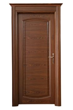 an open wooden door on a white background