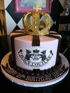 a birthday cake with a crown on top