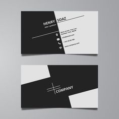 two business cards with black and white designs