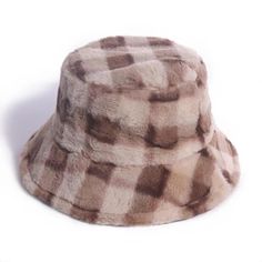 Our vintage plaid bucket hat is warm, soft, and very comfortable on the head. A stylish and vintage piece to complete your look.   Product details: Headhood: 57-58CM Material: Polyester   HOW TO CARE: Do not machine dry, it is best recommended to hand wash Brown Bucket Hat, Hats Ideas, Plaid Bucket Hat, Blue Bucket Hat, Suede Cardigan, Luxury Hats, Faux Fur Hat, Fisherman Hat, Fur Hat