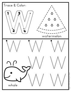 trace and color worksheet for letter w