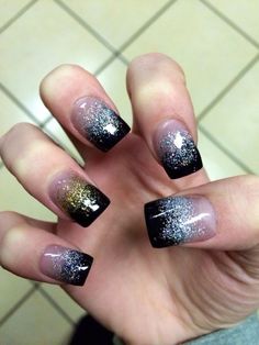 Party Nails New Years Eve, Nails Ideas Square, New Years Eve Nail Designs, New Years Eve Nails Ideas, Nails New Years Eve, New Years Eve Nail, Nails New Years, New Year's Eve Nails, Glitter Tip Nails