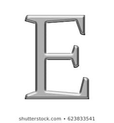 the letter e is made up of two metal letters, one in grey and one in white