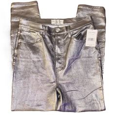 Closure Is Buttons Stretchy Material Metallic Silver Pants, Silver Pants, Free People Jeans, Pants Color, Stretchy Material, Metallic Silver, Women Jeans, Free People, Pants