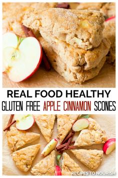 apple cinnamon scones with text that reads real food healthy gluten free apple cinnamon scones