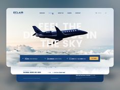 an image of a website page with a plane in the sky