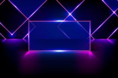 an abstract background with neon lights in the shape of squares and rectangles on a black background