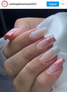 Shiny Nails Designs, Basic Nails, Ombre Nail Designs, Long Acrylic Nails Coffin, Fabulous Nails, Bling Nails, Fancy Nails