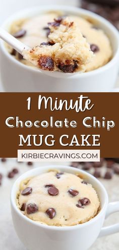 two pictures with the words 20 delicious and comforting mug cake recipes