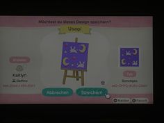 the screen is displaying an animated image of a purple easel with stars and moon on it