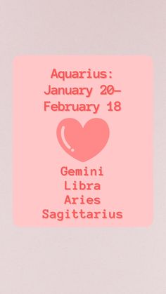 the zodiac sign for aquarius is shown in pink