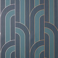 Sample Ezra Blue Arch Wallpaper Midcentury Modern Wallpaper, Arch Wallpaper, Groove Pattern, Minimalist Art Deco, Minimalist Phone, Deco Wallpaper, Art Deco Wallpaper, Statement Wall, Art Deco Pattern