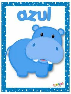 a blue hippo with the word azul on it's side and stars in the background