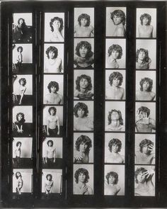 an old black and white photo of women with different hair styles in the same frame