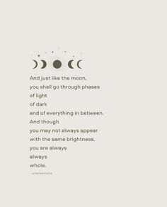 a poem written in black and white with the moon above it, on a gray background