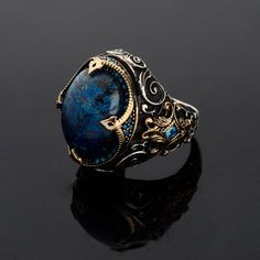 We designed this unique azurite stone design for you and produced it carefully. This ring will be an unforgettable, stylish and useful gift to your loved ones. We package the ring in a way that is suitable for gifting. -Item Details - Gender : Male / Female - Materials: 925K Sterling Silver - weight: 20-25gr * Ready to Ship in 1-3 Business Days * The product is sent with a suitable box for gifting. *visit our store for unique unique jewelry and the most advantageous prices Please feel free to co Gemstone Ring For Men, Natural Stone Rings, Groomsmen Gift, Ring For Men, Mens Ring, Christmas Men, Stone Design, Ring Gemstone, Gemstone Ring