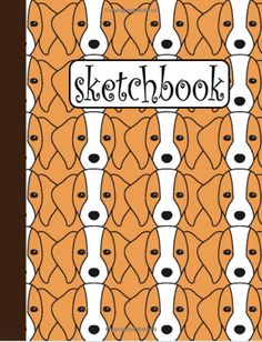 an orange and white notebook with the words sketchbook written in black ink on it