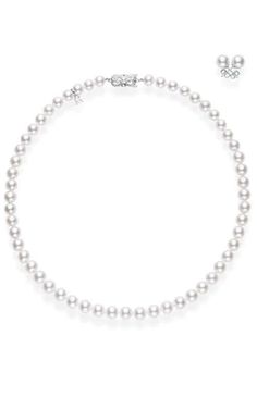 18" Akoya Cultured Pearl Two-Piece Gift Set – 18K White GoldMikimoto Strand and Stud Earrings Set Akoya Pearls White UN70118VS1W2. 2 piece set.Strand necklace with Akoya pearls of 7x6mm and A1 quality. 18kt white gold Mikimoto signature clasp, 18 inches in length. A pair of stud earrings wit... Pearl Diamond Pendant, Akoya Pearl Necklace, Diamond Accessories, Square Diamond, Akoya Pearls, Oval Cut Diamond, Princess Diamond, Womens Wedding Bands, Pearl Diamond