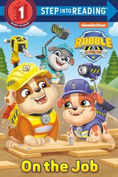 the book cover for on the job with two cartoon dogs and construction equipment in the background