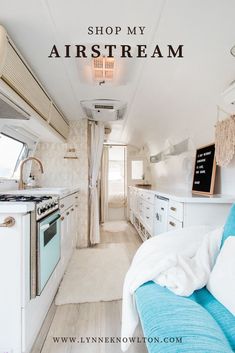 an airstream with the words shop my airstream on it