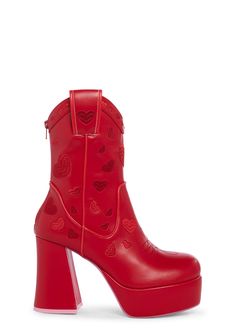 base Trendy Round Toe Boots For Valentine's Day, Heart Boots, Punk Pants, Dark In Love, Red Love Heart, Sugar Thrillz, Heart Valentines, Free Socks, Shoe Inspo