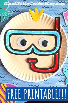 a paper plate with an image of a man wearing a mask and goggles on it