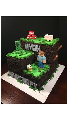 a cake made to look like a minecraft game