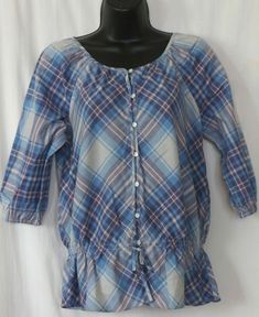 Bias cut plaid blouse reminiscent of Ralph Lauren's prairie style. With denim jeans or skirts, cords. #RalphLauren #Plaid #Blue #Blouse #Cotton Blouse Cotton, Prairie Style, Blue Label, Plaid Blouse, Style Blouse, Ralph Lauren Blue, Basic Outfits, Blue Blouse, Women's Plaid Shirt