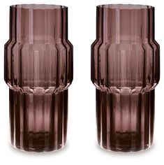 two brown vases sitting next to each other