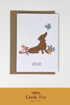 greeting card with dachshund dog design from Linda Fox Design