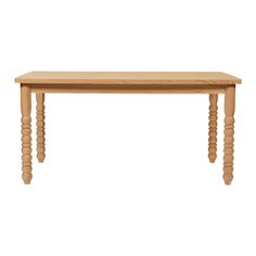 a wooden table with three legs and two ends on the top, against a white background