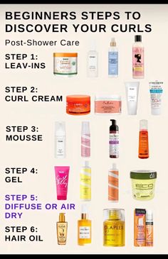 What Hair Products To Use For Curly Hair, What Order Do You Apply Curly Hair Products, Curly Hair Hair Routine, Curly Hair Products In Order, Curly Hair Care Routine Steps, Curl Care Routine, How To Do Your Curly Hair Natural Curls, Natural Hair Curling Products, Curly Hair Routine Beginner